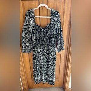 Floral Black and White Dress